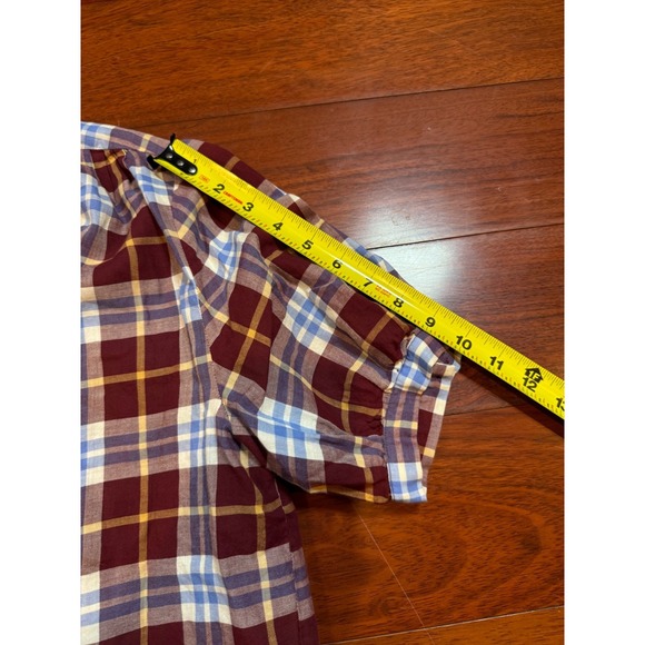 Rag & Bone Plaid Shirt Ruffle Neck Accordion Pleated Back Preppy | Womens Medium - Picture 7 of 14